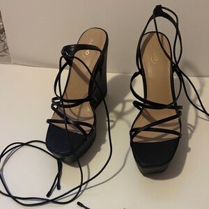 Aldo Black Strappy Platform Sandals